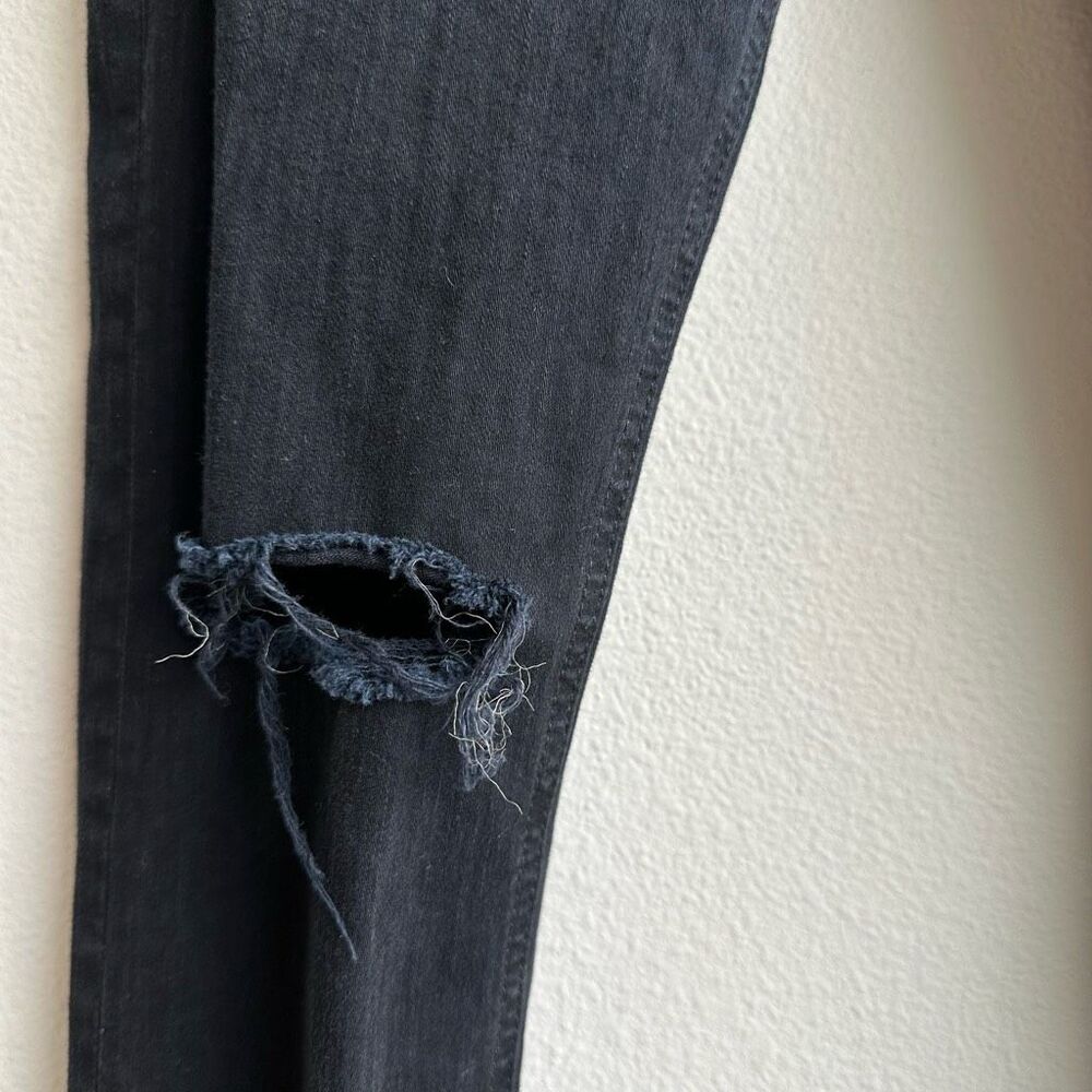 Rag & Bone Women’s Skinny Stretch Mid Rise Black Jeans Size 26 Distressed Knee - Picture 4 of 8